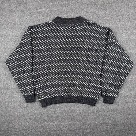 Vintage Jed Sweater Men's Medium Black Geometric Wool Knit Pullover Warm 90s - Picture 3 of 6